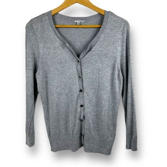 Halogen Women's Size M Lightweight Button Front Cardigan Sweater Gray Marl - Picture 1 of 9